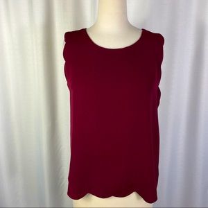 Emelee Burgandy Scallop Sleeveless Top M